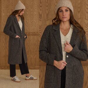 Rylee + Cru NEW NWT Women's Longline Coat Micro Check